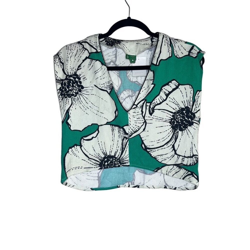Farm Women’s Green Floral Crop Top Size S